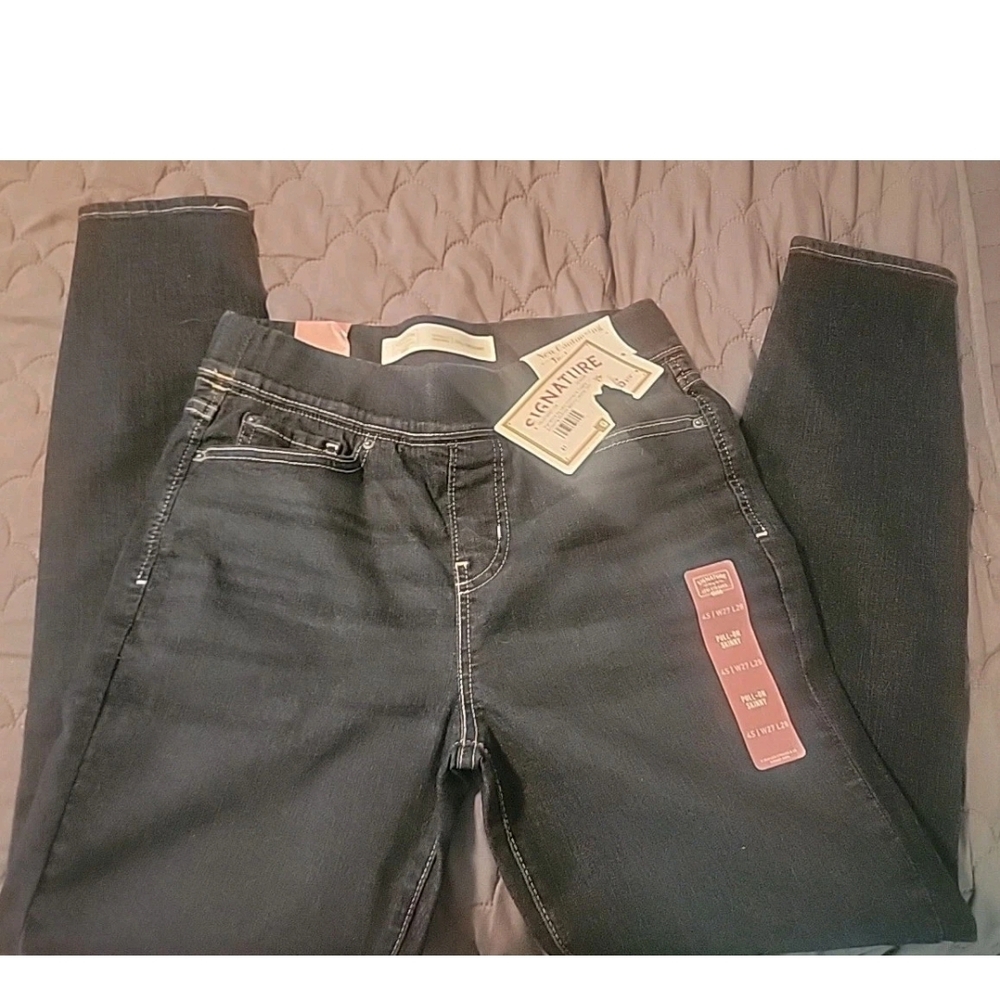 Levi's Gold Women's  Pull On Skinny 4S Dark Blue Denim Tummy Panel 27x28 New